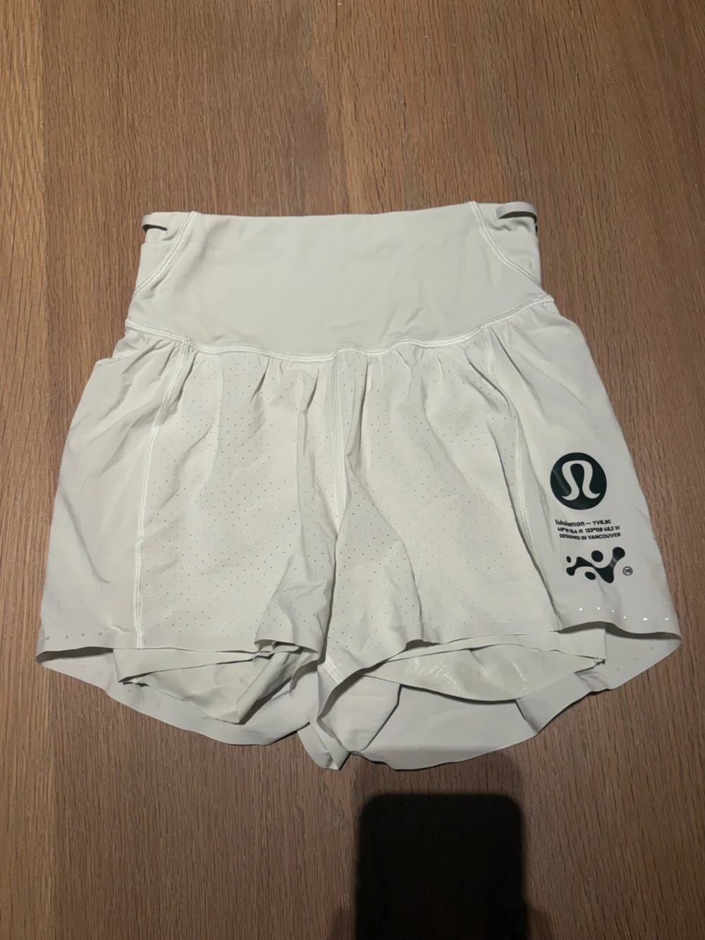 lululemon athletica women’s White Athletic Shorts with Black Logo